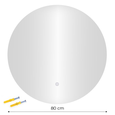 Lustro łazienkowe LED okrągłe ścienne 80 cm 3 barwy włącznik dotykowy ModernHome ModernHome