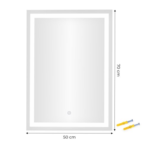Lustro łazienkowe LED ścienne 50x70 cm 3 barwy włącznik dotykowy ModernHome ModernHome