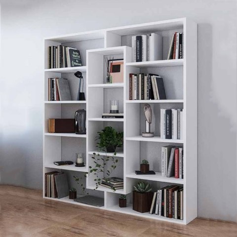 Nowoczesny stojący regał szafka na książki 14 półek biały ModernHome ModernHome