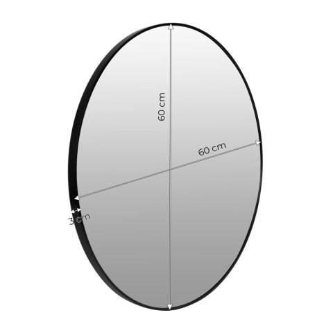 Okrągłe lustro ścienne 60 cm wiszące nowoczesne czarna rama aluminium ModernHome ModernHome