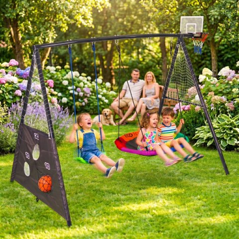 Plac zabaw dla dzieci huśtawka ogrodowa 4w1 kosz do koszykówki bocianie gniazdo ECOTOYS ECOTOYS