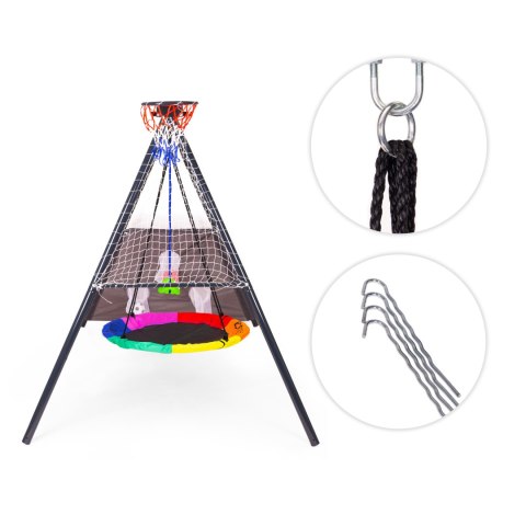Plac zabaw dla dzieci huśtawka ogrodowa 4w1 kosz do koszykówki bocianie gniazdo ECOTOYS ECOTOYS