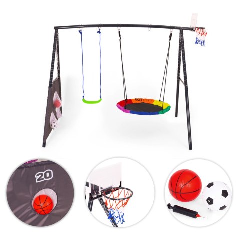 Plac zabaw dla dzieci huśtawka ogrodowa 4w1 kosz do koszykówki bocianie gniazdo ECOTOYS ECOTOYS