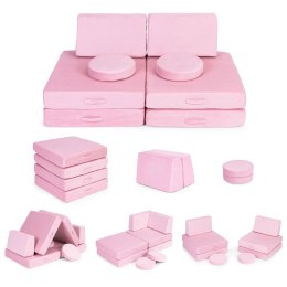 Sofa modułowa duża składana dla dzieci DIY 8 miękkich poduch - różowa ECOTOYS ECOTOYS