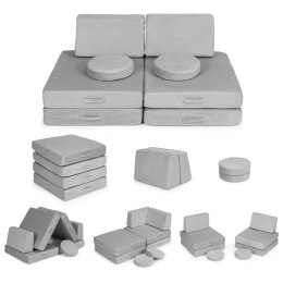 Sofa modułowa duża składana dla dzieci DIY 8 miękkich poduch - szara ECOTOYS ECOTOYS