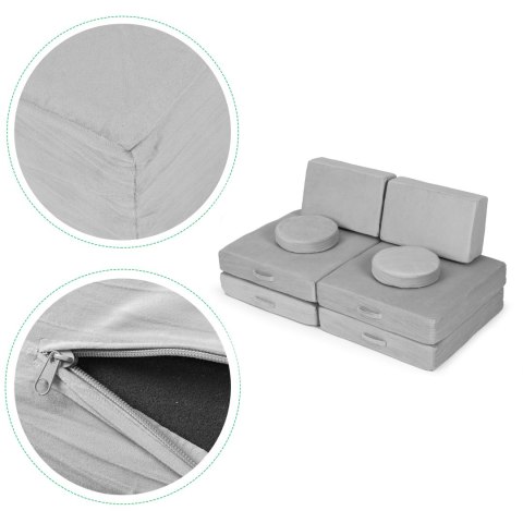 Sofa modułowa duża składana dla dzieci DIY 8 miękkich poduch - szara ECOTOYS ECOTOYS