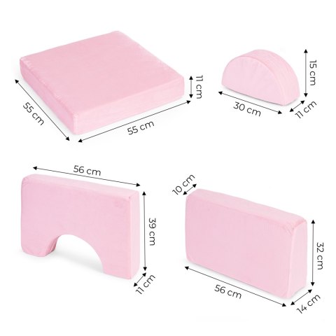 Sofa składana modułowa dla dzieci duża 2-osobowa DIY 10 miękkich poduch - różowa ECOTOYS ECOTOYS