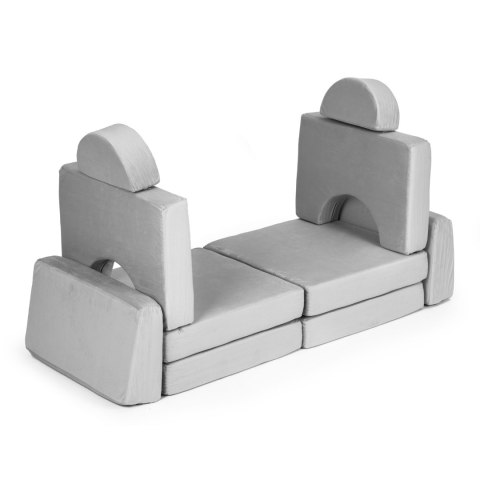 Sofa składana modułowa dla dzieci duża 2-osobowa DIY 10 miękkich poduch - szara ECOTOYS ECOTOYS