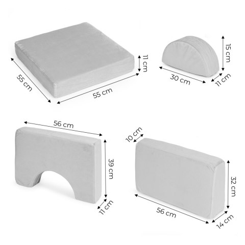 Sofa składana modułowa dla dzieci duża 2-osobowa DIY 10 miękkich poduch - szara ECOTOYS ECOTOYS