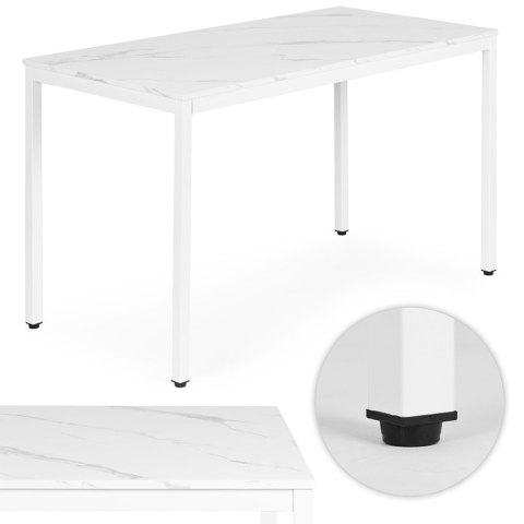 Stół do kuchni jadalni dla 4-5 osób biurko komputerowe 120x60 cm biały marmur ModernHome ModernHome