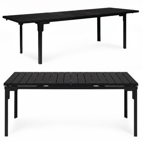 Stół ogrodowy rozkładany 180-240 cm do 12 os. stal HDPE czarny MultiGarden MultiGarden