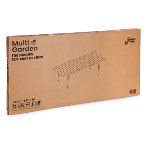 Stół ogrodowy rozkładany 180-240 cm do 12 os. stal HDPE czarny MultiGarden MultiGarden
