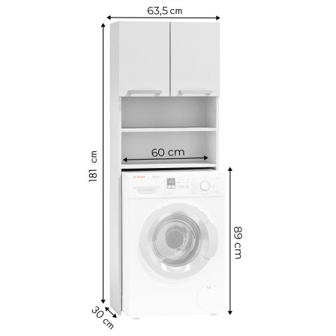 Szafka na pralkę łazienkowa biała szafka z półkami 183 cm ModernHome ModernHome