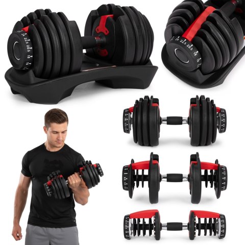 Hantel regulowany żeliwny z podstawką obciążenie 2,5-24 kg MOVEPRO MOVEPRO