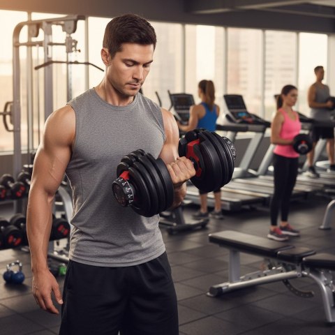 Hantel regulowany żeliwny z podstawką obciążenie 2,5-24 kg MOVEPRO MOVEPRO