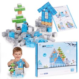Klocki magnetyczne konstrukcyjne dla dzieci zestaw 124 elementów - zima MULTISTORE
