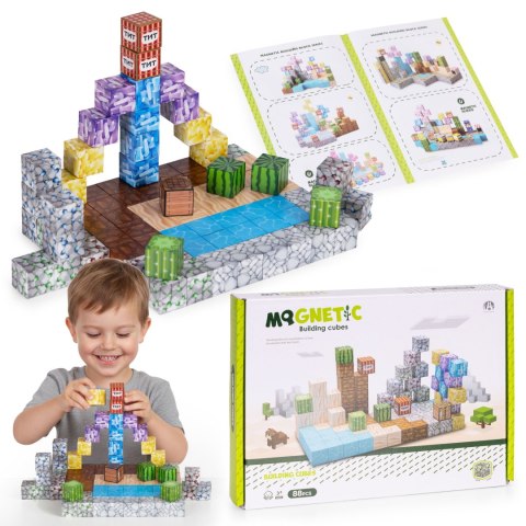 Klocki magnetyczne konstrukcyjne dla dzieci zestaw 88 elementów MULTISTORE