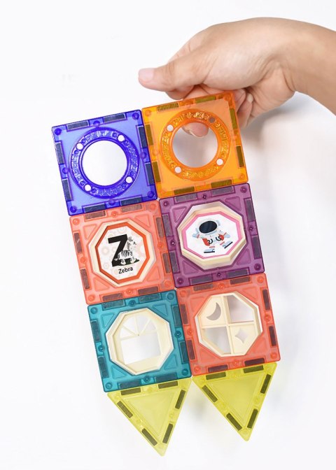 Klocki magnetyczne tor kulkowy LED klocki konstrukcyjne kulodrom 166 elementów MULTISTORE