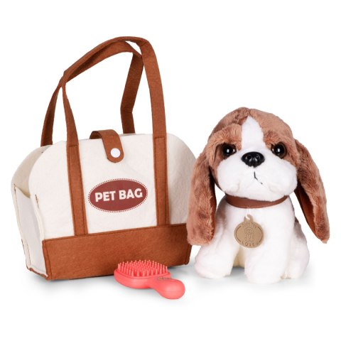 Pluszowy piesek w torebce beagle maskotka dla dziecka + szczotka do pielęgnacji MULTISTORE