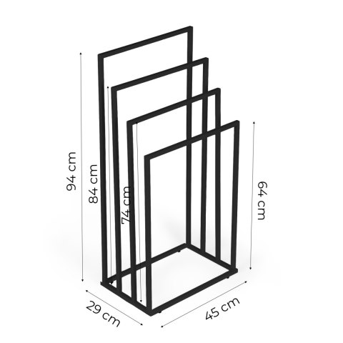 Stojak na ręczniki wieszak wolnostojący metalowy 4 ramiona czarny ModernHome ModernHome
