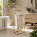Stojak na ręczniki wieszak wolnostojący metalowy 4 ramiona złoty ModernHome ModernHome