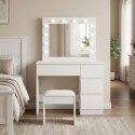 Toaletka kosmetyczna z lustrem i oświetleniem LED 4 szuflady taboret ModernHome ModernHome