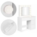 Toaletka kosmetyczna z lustrem i oświetleniem LED 4 szuflady taboret ModernHome ModernHome
