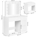 Toaletka kosmetyczna z lustrem i oświetleniem LED 4 szuflady taboret ModernHome ModernHome