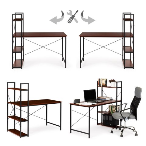 Biurko komputerowe drewniane regał z półkami loft ModernHome Biurko komputerowe drewniane regał z półkami loft ModernHome