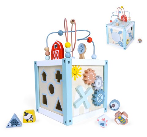 Drewniana kostka edukacyjna sorter +klocki ECOTOYS ECOTOYS Drewniana kostka edukacyjna sorter +klocki ECOTOYS ECOTOYS