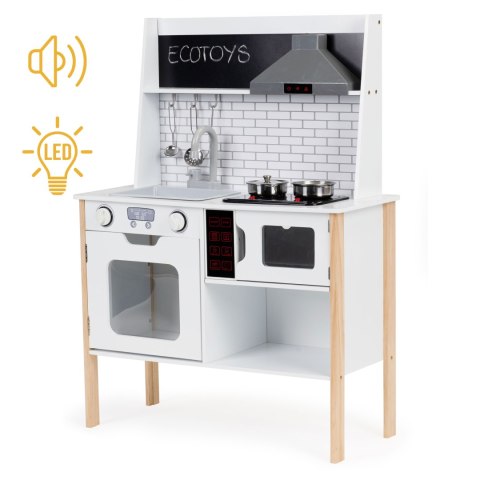Drewniana kuchnia dla dzieci + dźwięki światełka ECOTOYS ECOTOYS Drewniana kuchnia dla dzieci + dźwięki światełka ECOTOYS ECOTOYS