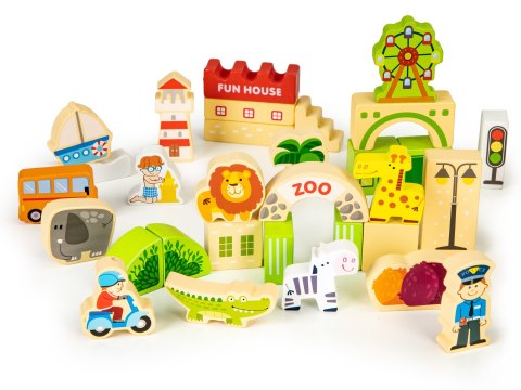 Drewniane klocki edukayjne miasto zoo 120 el. ECOTOYS ECOTOYS Drewniane klocki edukayjne miasto zoo 120 el. ECOTOYS ECOTOYS