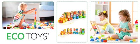 Drewniany pociąg duże klocki edukacyjne alfabet ECOTOYS ECOTOYS Drewniany pociąg duże klocki edukacyjne alfabet ECOTOYS ECOTOYS