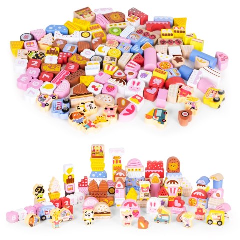 Drewniane klocki edukacyjne zestaw - Cukierkowe miasto 116 el. ECOTOYS ECOTOYS Drewniane klocki edukacyjne zestaw - Cukierkowe miasto 116 el. ECOTOYS ECOTOYS