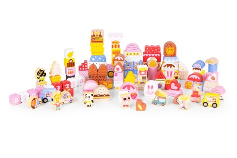 Drewniane klocki edukacyjne zestaw - Cukierkowe miasto 116 el. ECOTOYS ECOTOYS Drewniane klocki edukacyjne zestaw - Cukierkowe miasto 116 el. ECOTOYS ECOTOYS