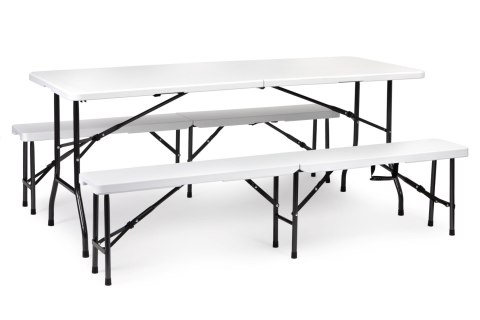 Zestaw cateringowy stół bankietowy 180cm 2 ławki biały ModernHome ModernHome Zestaw cateringowy stół bankietowy 180cm 2 ławki biały ModernHome ModernHome