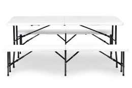 Zestaw cateringowy stół bankietowy 180cm 2 ławki biały ModernHome ModernHome