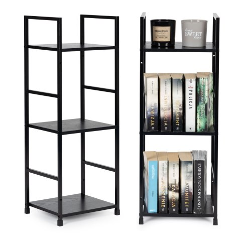 Regał drewniany nowoczesny metalowa rama LOFT 3 półki czarny ModernHome ModernHome Regał drewniany nowoczesny metalowa rama LOFT 3 półki czarny ModernHome ModernHome