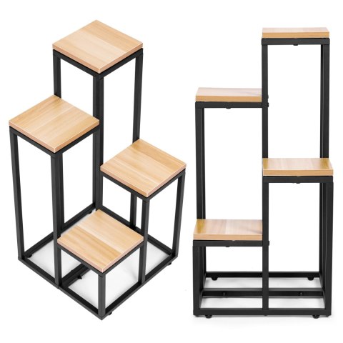 Kwietnik regał na kwiaty ozdoby 4 półki metal MDF jasny orzech ModernHome ModernHome Kwietnik regał na kwiaty ozdoby 4 półki metal MDF jasny orzech ModernHome ModernHome