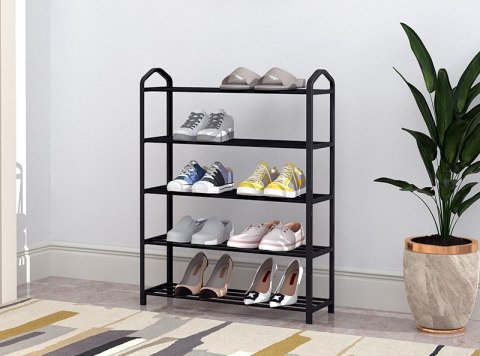 Regał na buty metalowy 5 półek 15 par butów czarny ModernHome ModernHome Regał na buty metalowy 5 półek 15 par butów czarny ModernHome ModernHome