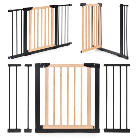 Bramka barierka zabezpieczająca 74-130 cm na schody i drzwi metal drewno dodatkowe panele ECOTOYS Bramka barierka zabezpieczająca 74-130 cm na schody i drzwi metal drewno dodatkowe panele ECOTOYS