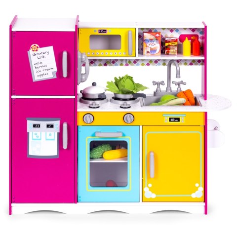 Duża drewniana kuchnia dla dzieci kolorowa otwierana lodówka piekarnik mikrofalówka ECOTOYS ECOTOYS Duża drewniana kuchnia dla dzieci kolorowa otwierana lodówka piekarnik mikrofalówka ECOTOYS ECOTOYS