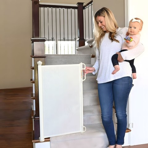Bramka barierka roleta 150 cm ochronna zabezpieczająca na schody i drzwi - beżowa ECOTOYS ECOTOYS Bramka barierka roleta 150 cm ochronna zabezpieczająca na schody i drzwi - beżowa ECOTOYS ECOTOYS