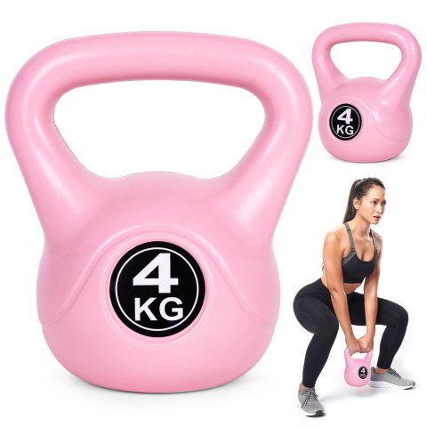 Kettlebell kettle 4 kg do ćwiczeń hantla kula odważnik obciążenie ciężar fitness różowy ModernHome ModernHome Kettlebell kettle 4 kg do ćwiczeń hantla kula odważnik obciążenie ciężar fitness różowy ModernHome ModernHome