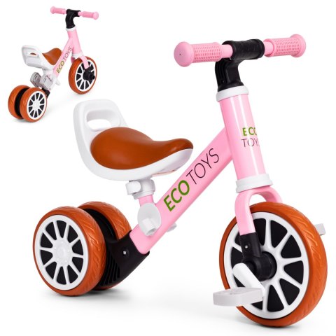 Rowerek trójkołowy biegowy z pedałami 2w1 różowy ECOTOYS ECOTOYS Rowerek trójkołowy biegowy z pedałami 2w1 różowy ECOTOYS ECOTOYS