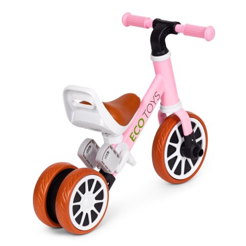 Rowerek trójkołowy biegowy z pedałami 2w1 różowy ECOTOYS ECOTOYS Rowerek trójkołowy biegowy z pedałami 2w1 różowy ECOTOYS ECOTOYS