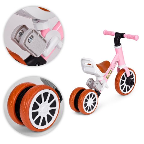 Rowerek trójkołowy biegowy z pedałami 2w1 różowy ECOTOYS ECOTOYS Rowerek trójkołowy biegowy z pedałami 2w1 różowy ECOTOYS ECOTOYS