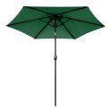 Duży parasol ogrodowy skośny łamany z korbą 6 żeber zielony 270 cm MultiGarden MultiGarden