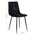 Komplet 4 krzeseł krzesło pikowane welurowe do jadalni i salonu czarne ModernHome ModernHome