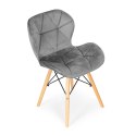 Komplet 4 krzeseł welurowych do jadalni i salonu szare ModernHome ModernHome